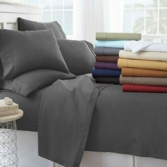 Merit Linens Premium Sheet Set 4 Piece Gray Twin XL 813538027094 - Picture 2 of 2